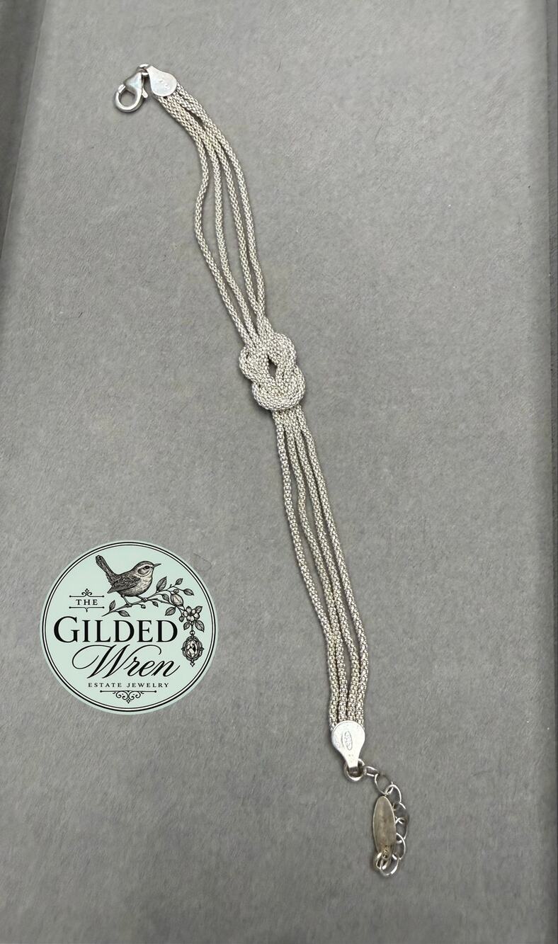 Dyadema Italy 925 Sterling Silver Multi Strand Love Knot Bracelet 7.5” 4.35g